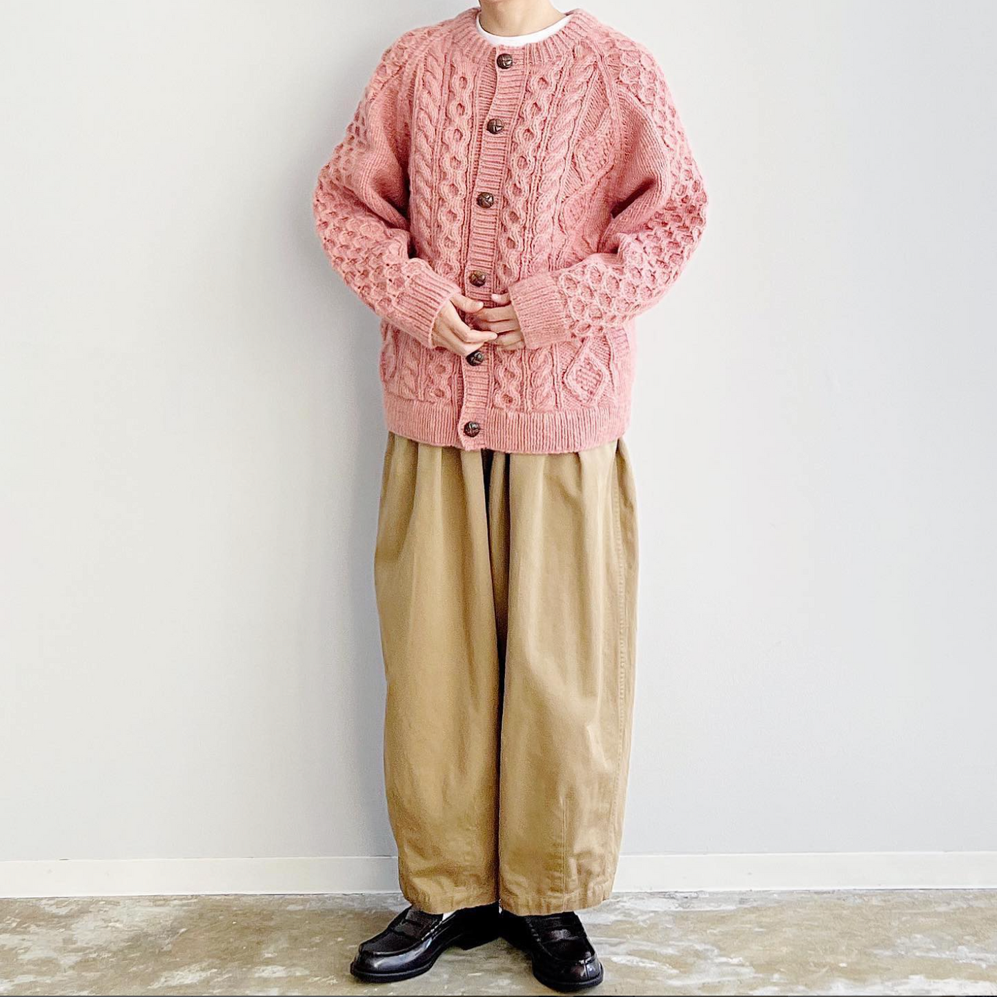 HARVESTY|cable knit cardigan / ケーブルニットカーディガン