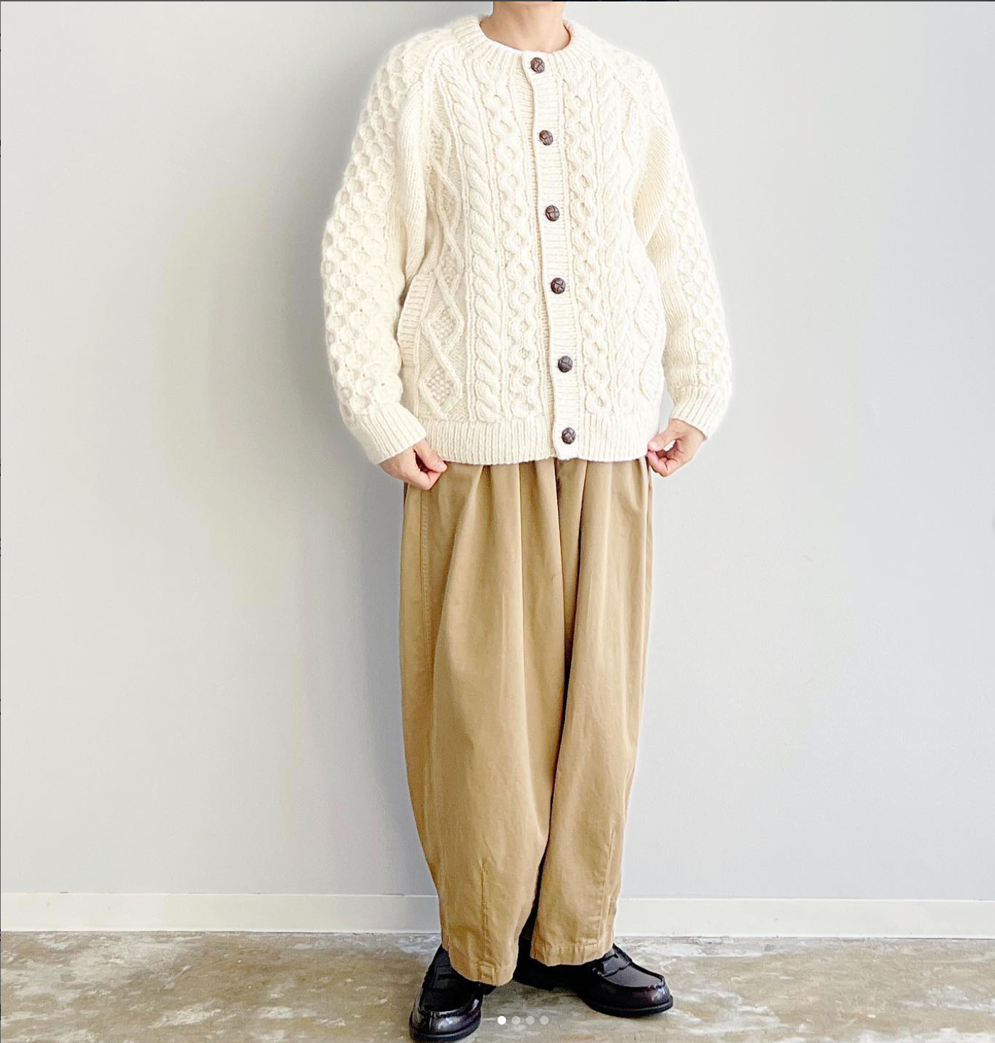 HARVESTY|cable knit cardigan / ケーブルニットカーディガン