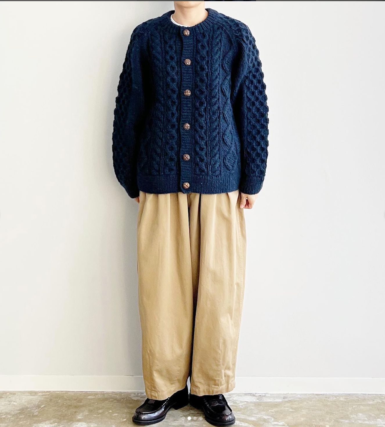 HARVESTY|cable knit cardigan / ケーブルニットカーディガン