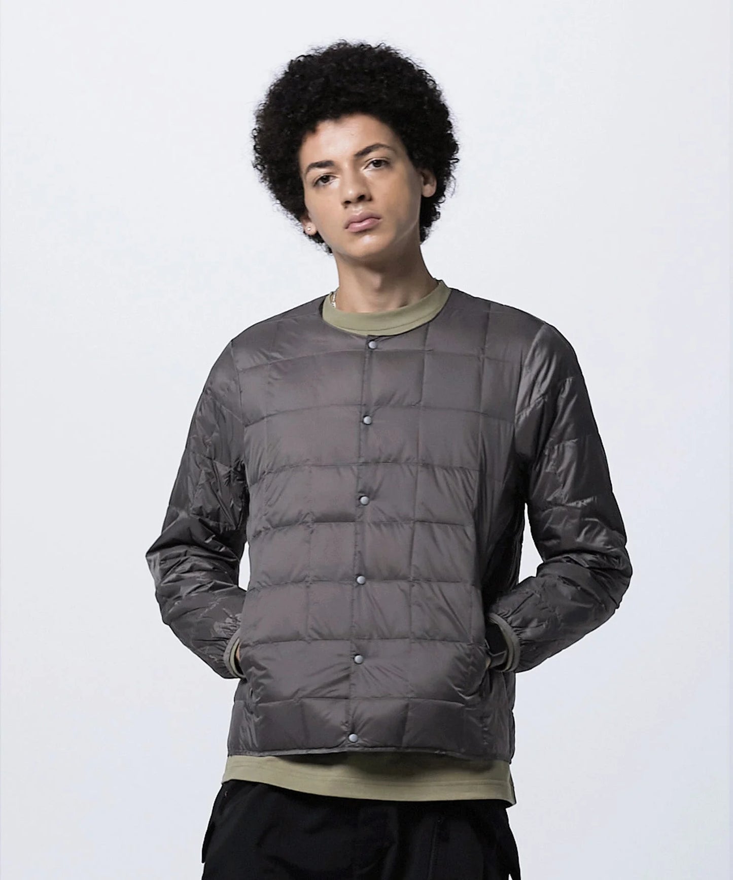 TAION|【MEN】ベーシック クルーネックボタン インナーダウンジャケット