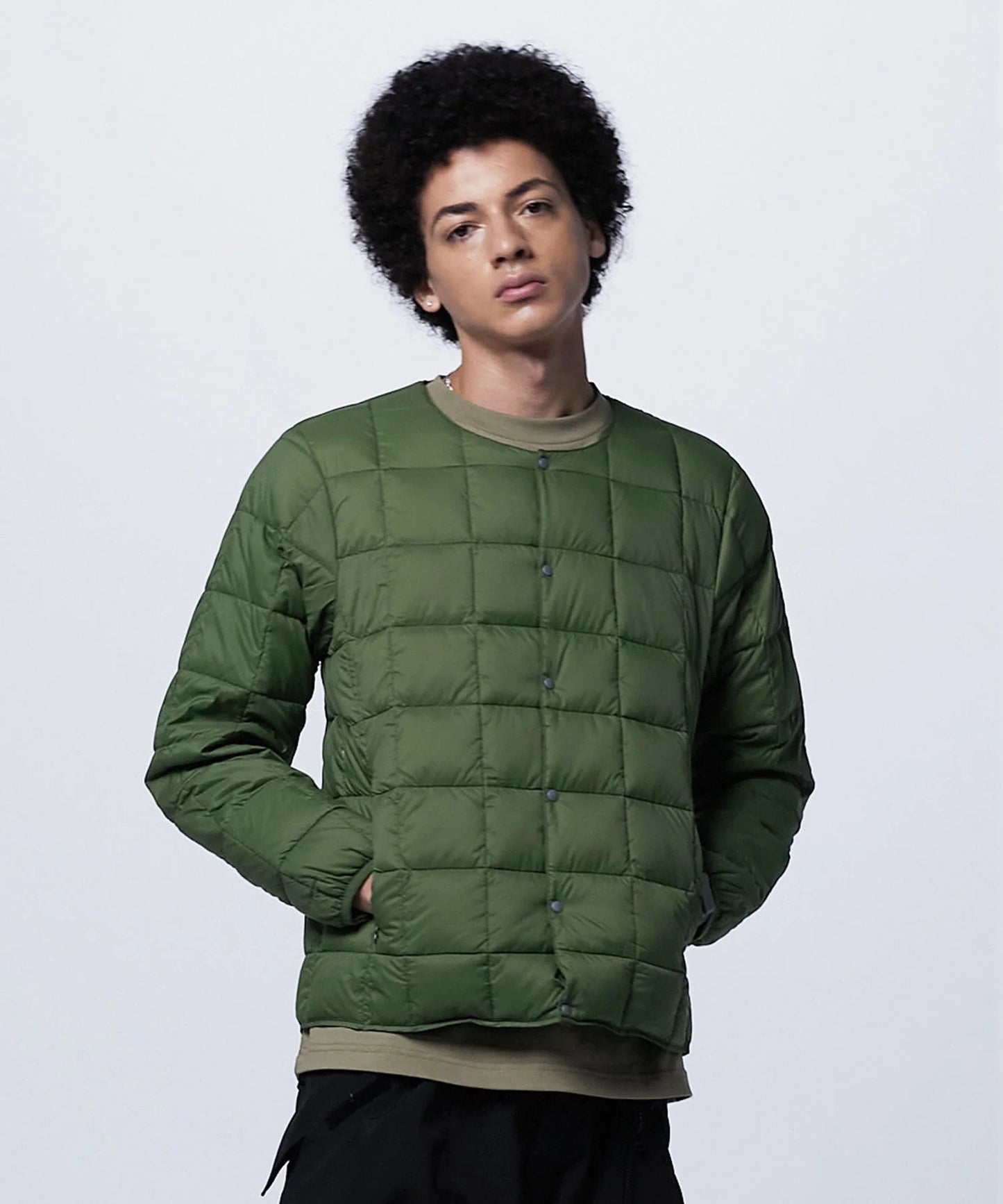 TAION|【MEN】ベーシック クルーネックボタン インナーダウンジャケット