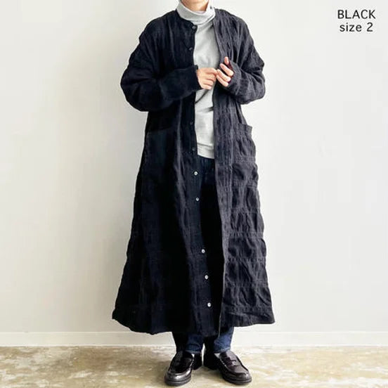 HARVESTY｜COTTON/WOOL SHRUNK PLAID ATELIER ROBE / 綿ウール シュリンクチェック アトリエロー