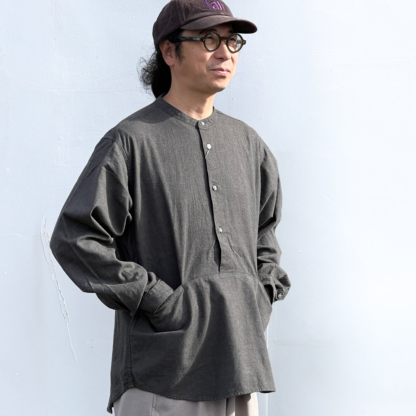 garage green works｜FLOWER POCKET WOOL SHIRTS