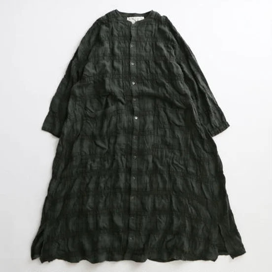 HARVESTY｜COTTON/WOOL SHRUNK PLAID ATELIER ROBE / 綿ウール シュリンクチェック アトリエロー